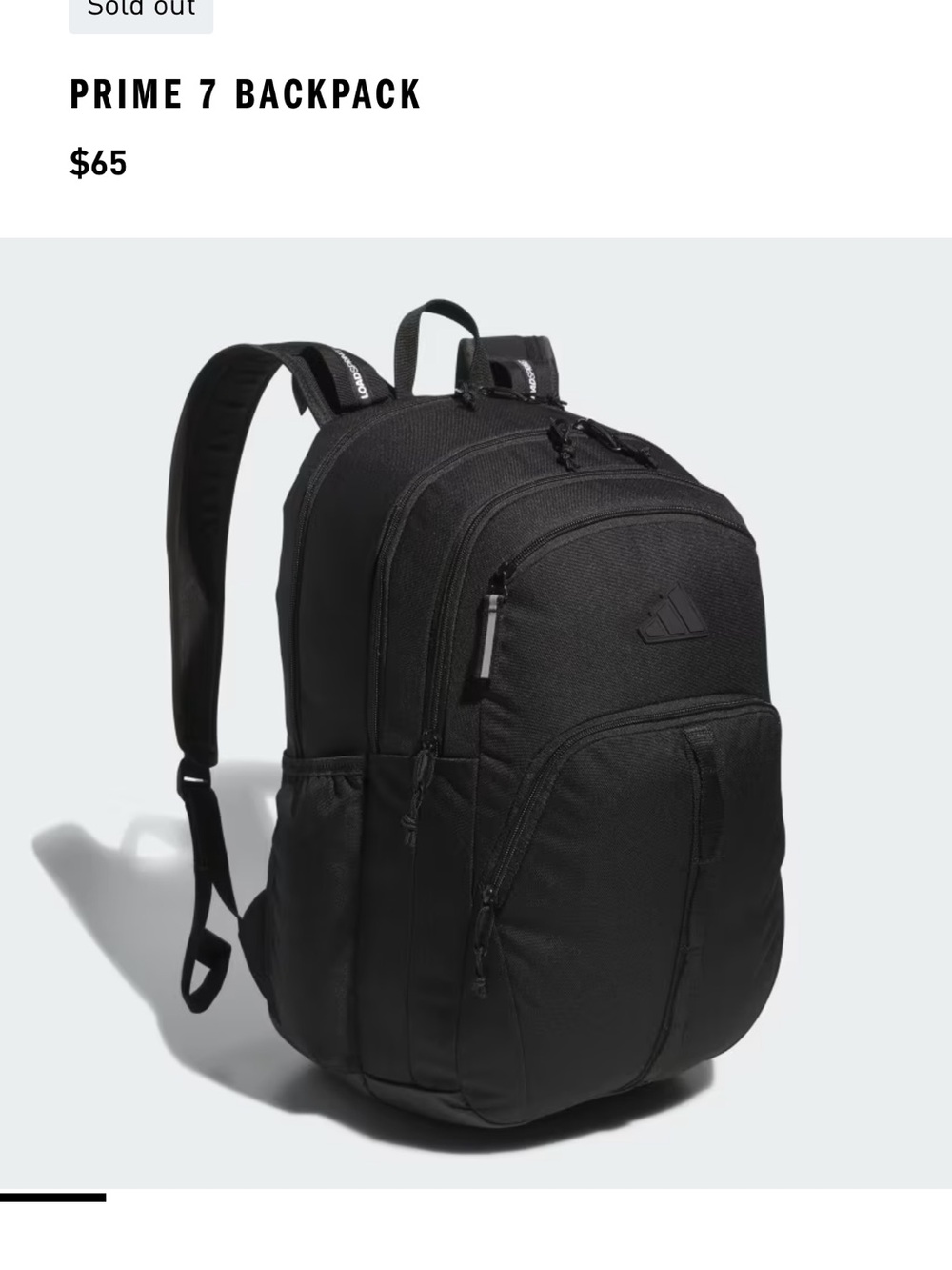 adidas Black Prime 7 Everyday Backpack